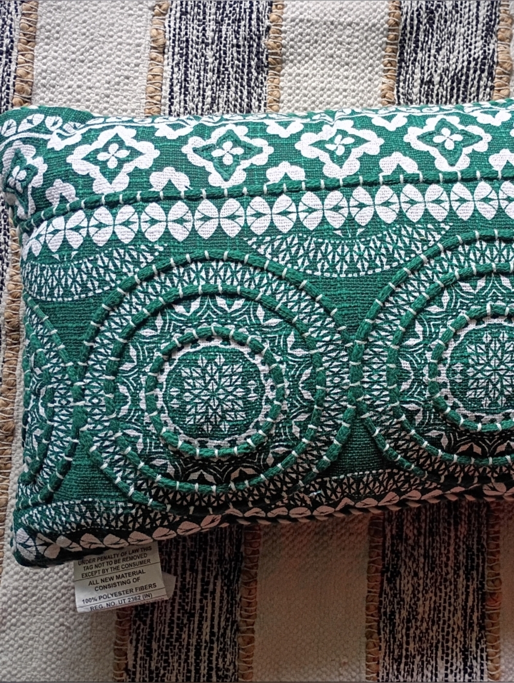 Green Patterned Decorative Pillow Found&Fable